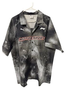 Puma x F1 Formula 1 Motorsport Short Sleeve Button-Down Shirt Black XL NWT